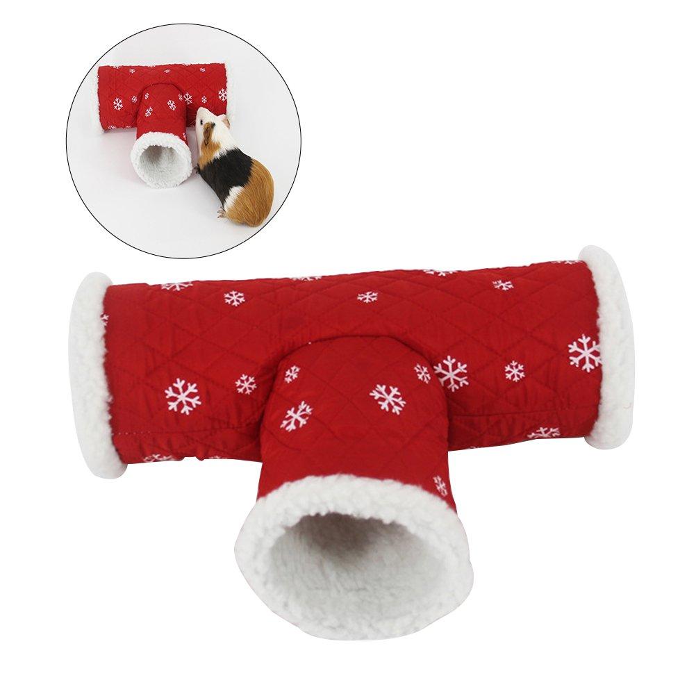 [Australia] - UEETEK Small Pet Animal Christmas Tunnel Toy Winter Warm Fleece Tube Hideout Bed Playing Channel for Hamster/Gerbil Rat/Guinea Pig 