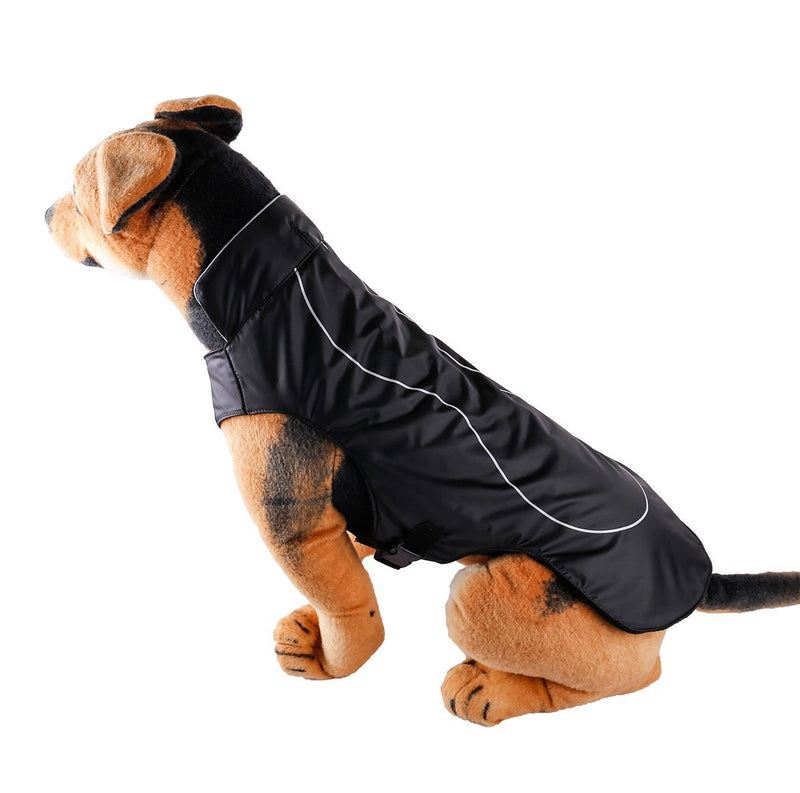 PETCEE Windproof Dog Jacket is Fleece Lined for Winter, Suit for Outdoor Sport M V-Collar BLACK - PawsPlanet Australia