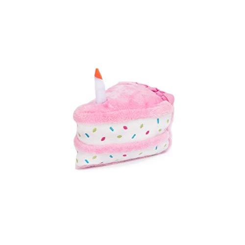 [Australia] - ZippyPaws - Birthday Cake Squeaky Dog Toy with Soft Stuffing Pink 