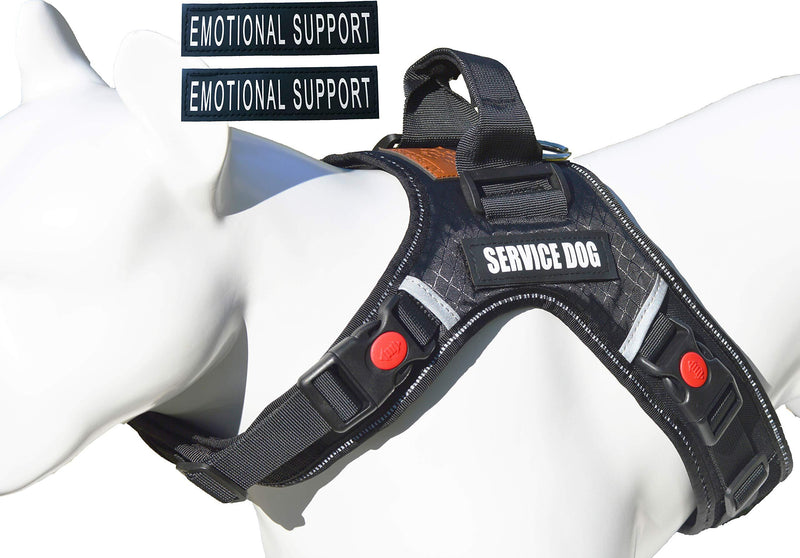 [Australia] - ALBCORP Service Dog Vest Harness - Extra Emotional Support Patches - Woven Nylon, Neoprene Handle, Adjustable Straps, Comfy Mesh Padding, and 2 Hook and Loop Removable Patches. Red/Black/Gray/Blue XL: Chest(24.5"-36") Neck(21"-30") Black 