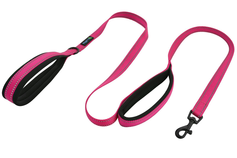 [Australia] - Wagtime Club Soft & Thick 5FT Double Handle Leash with Neoprene Padded Handle for Small to Medium Dog Lively Pink 