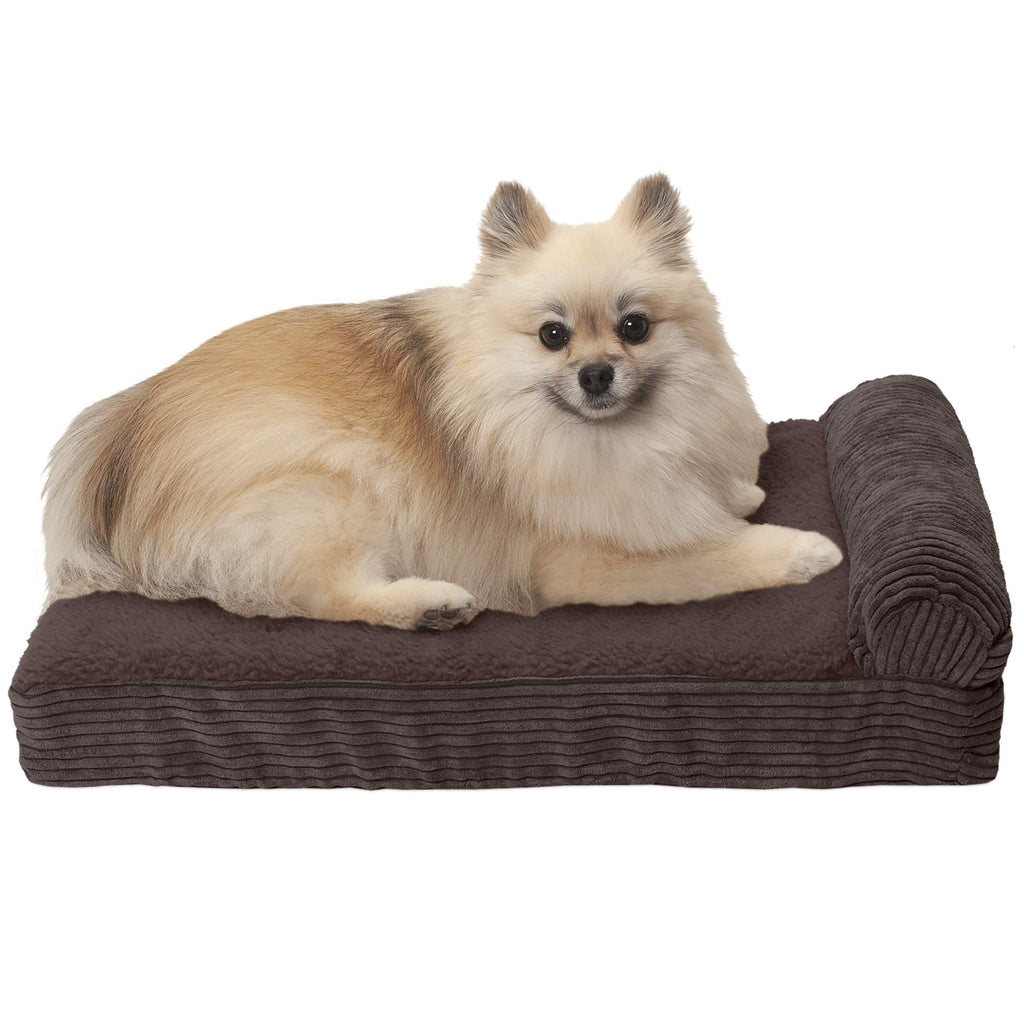 Furhaven Orthopedic, Cooling Gel, and Memory Foam Pet Beds for Small, Medium, and Large Dogs and Cats - Full-Support Chaise Lounge Sofa Dog Beds, Luxury Edition Reversible Sofa Dog Bed, and More Chaise Bed (Cooling Gel Foam) Corduroy Dark Espresso - PawsPlanet Australia