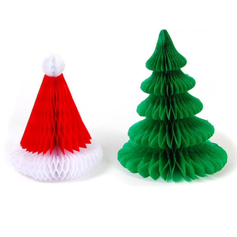 Santa Hat and Christmas Tree Honeycomb Pop UpTable Decoration, Set of 2 - PawsPlanet Australia
