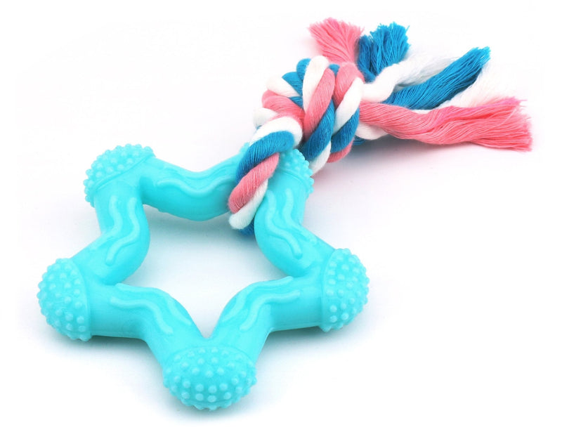 [Australia] - Comtim Puppy Chew Toys, Dog Durable Teething Toys with Rope for Puppies and Small Dogs Blue Star 