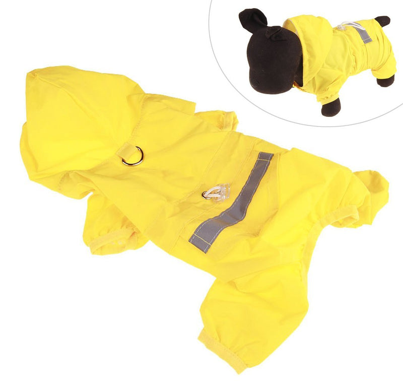 Xiaoyu Adjustable Pet Dog Waterproof Jumpsuit Raincoat Jacket with Safe Reflective Strips L Yellow - PawsPlanet Australia