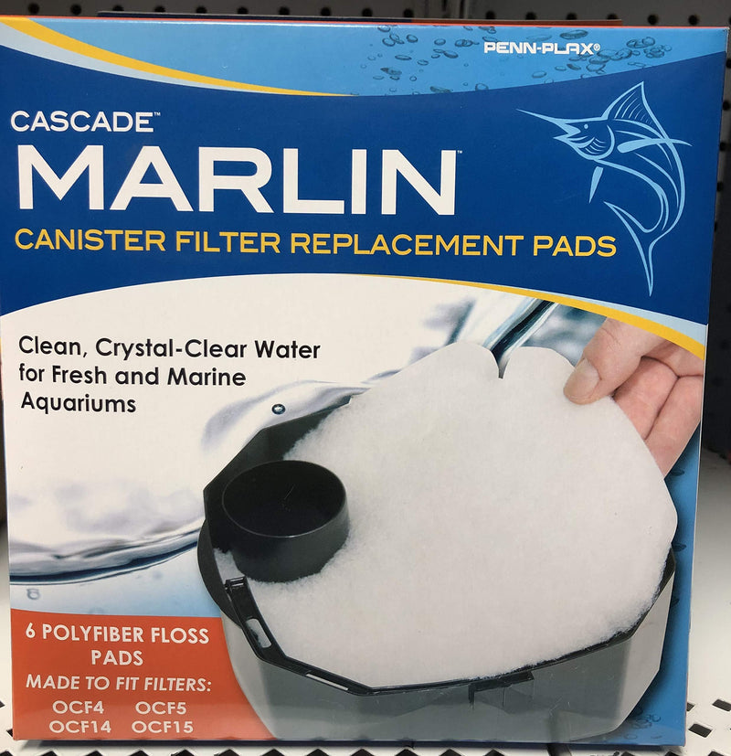 [Australia] - Marlin Cascade Replacement Pads 6pk Polyfiber Floss Pads OCF4,5,14,15 