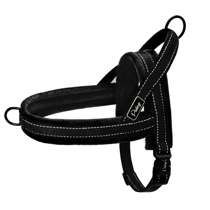 [Australia] - Didog Soft Flannel Padded Dog Vest Harness, Escape Proof/Quick Fit Reflective Dog Strap Harness,Easy for Walking Training M:chest 21-26" Black 