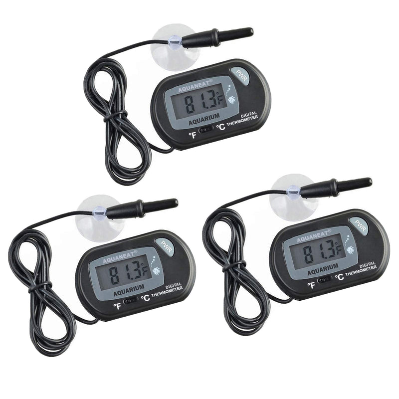 AQUANEAT 3 Pack Aquarium Thermometer, Reptile Thermometer, Fish Tank Thermometer, Digital Thermometer, Terrarium Water Temperature Test, with Large LCD Display - PawsPlanet Australia