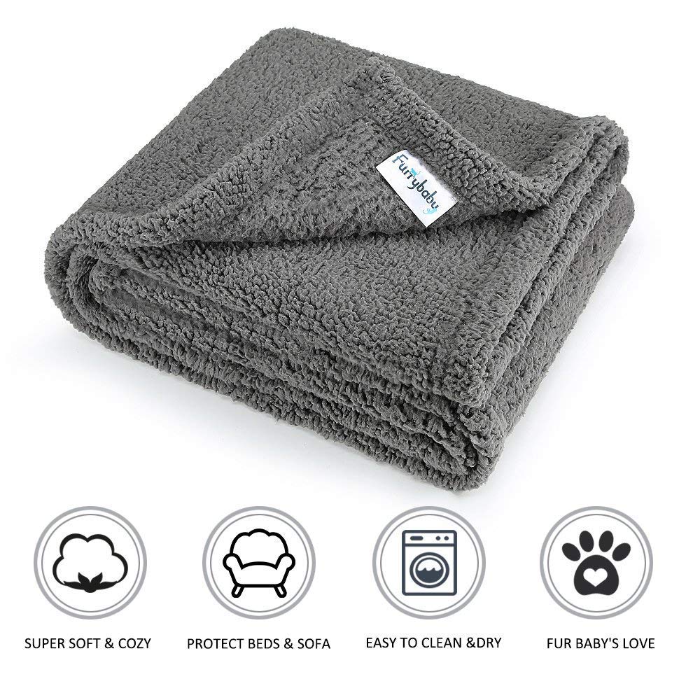 [Australia] - furrybaby Premium Fluffy Fleece Dog Blanket, Soft and Warm Pet Throw for Dogs & Cats (Medium (3240"), Grey Blanket) Medium (32*40") 