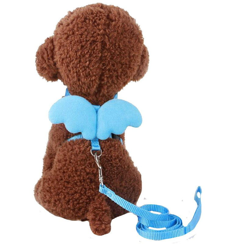 [Australia] - Budd Pet Dog Leash Adjustable Harness Puppy Leads and Collars Set for Small Doggie Kitten Vest Strap S Blue 