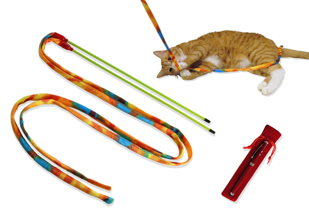 [Australia] - 2PAUZ Cat Lover’s Gift Set 2 Teaser Wands and Multifunction Ink Pen, Phone/Tablet Stylus, Light Emitting Diode Flashlight, Engravable for a Personal Touch 