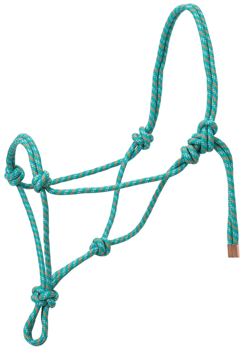 Weaver Leather Diamond Braid Rope Halter, Average Horse Teal/Gray/Orange - PawsPlanet Australia