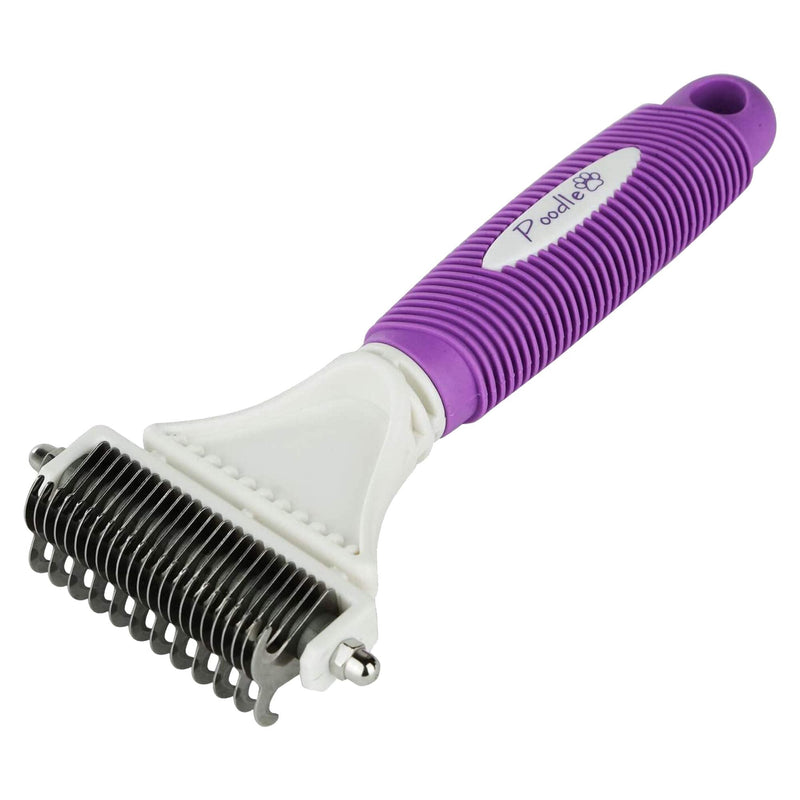 Poodle Pet Dematting Comb for Dogs – Handheld Undercoat Dematter Rake Grooming Tool for Long or Short Hair - PawsPlanet Australia