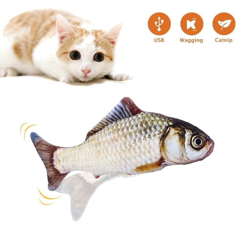 [Australia] - PETLESO Catnip Kicker Fish Toy, Automatic Re-Chargeable Cat Kicker Toy, Carp 