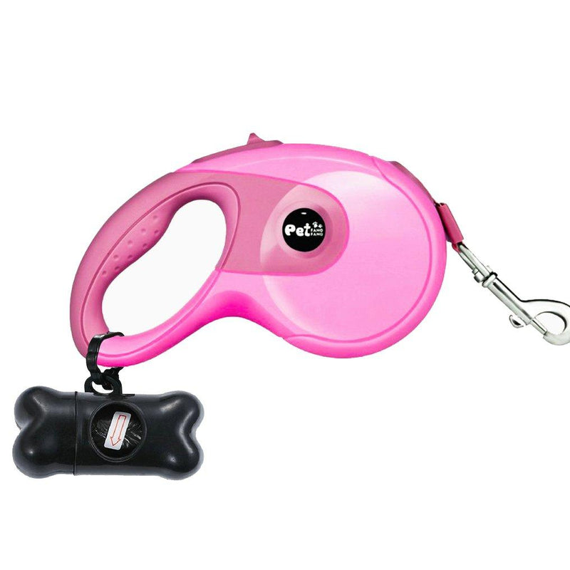 [Australia] - JIAMEIYI Retractable Dog Leash, 16.4 ft Dog Walking Leash for Small Medium or Larger Dogs up to 110lbs, Tangle Free, One Button Break & Lock, Dog Waste Dispenser and Bags Included pink 