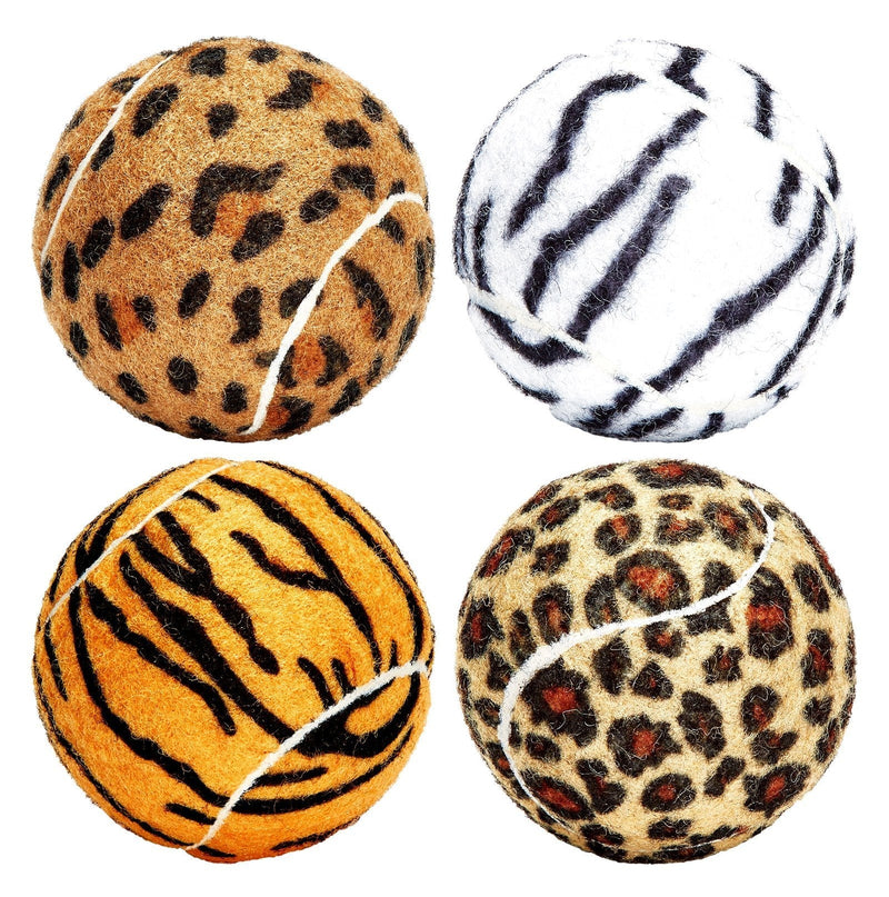 [Australia] - Unique Dog Fetch Squeaker Balls Animal Prints 4 Pack 