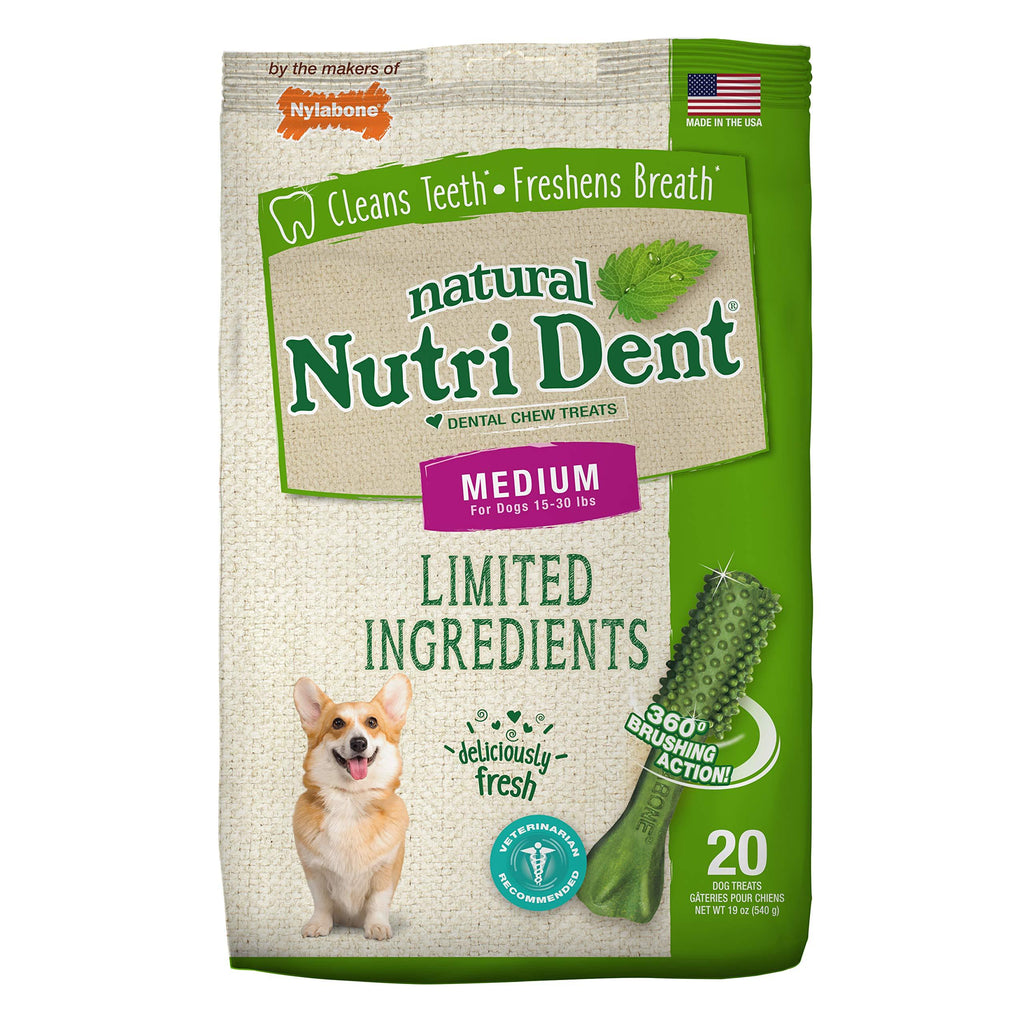 Nylabone Nutri Dent Natural Dental Fresh Breath Flavored Chew Treats 20 Count Medium - Up to 30 lbs. - PawsPlanet Australia