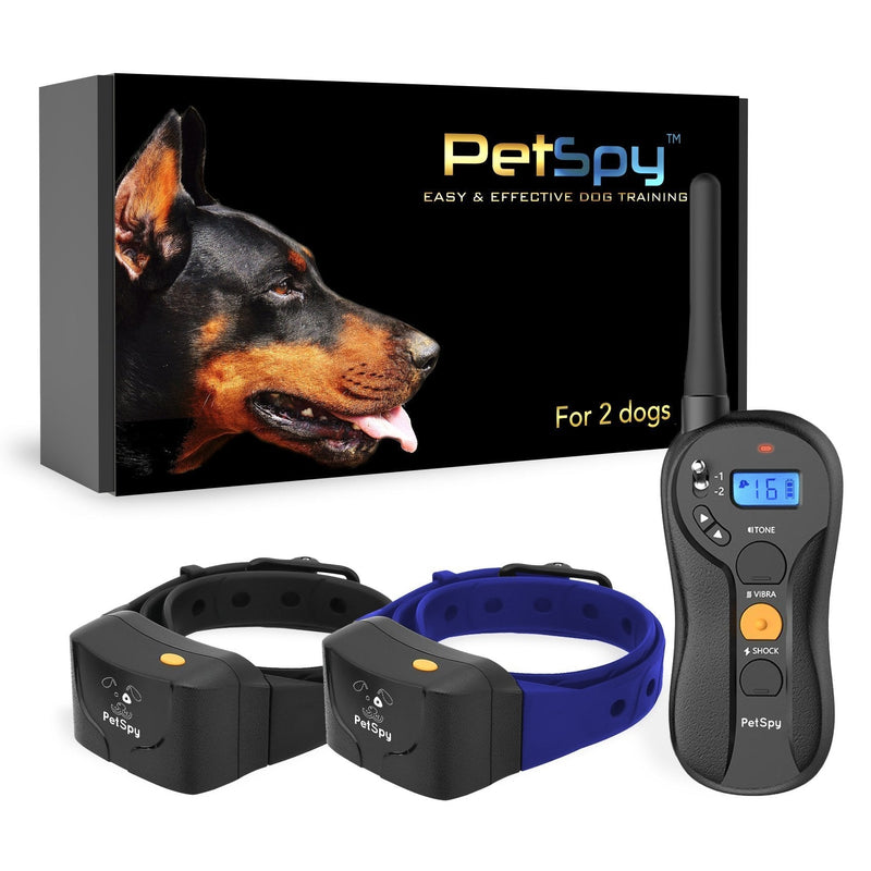 PetSpy P620B Dog Training Shock Collar for 2 Dogs with Vibration, Electric Shock, Beep; Fully Waterproof Remote Trainer with Two E-Collars, 10-140 lbs - PawsPlanet Australia