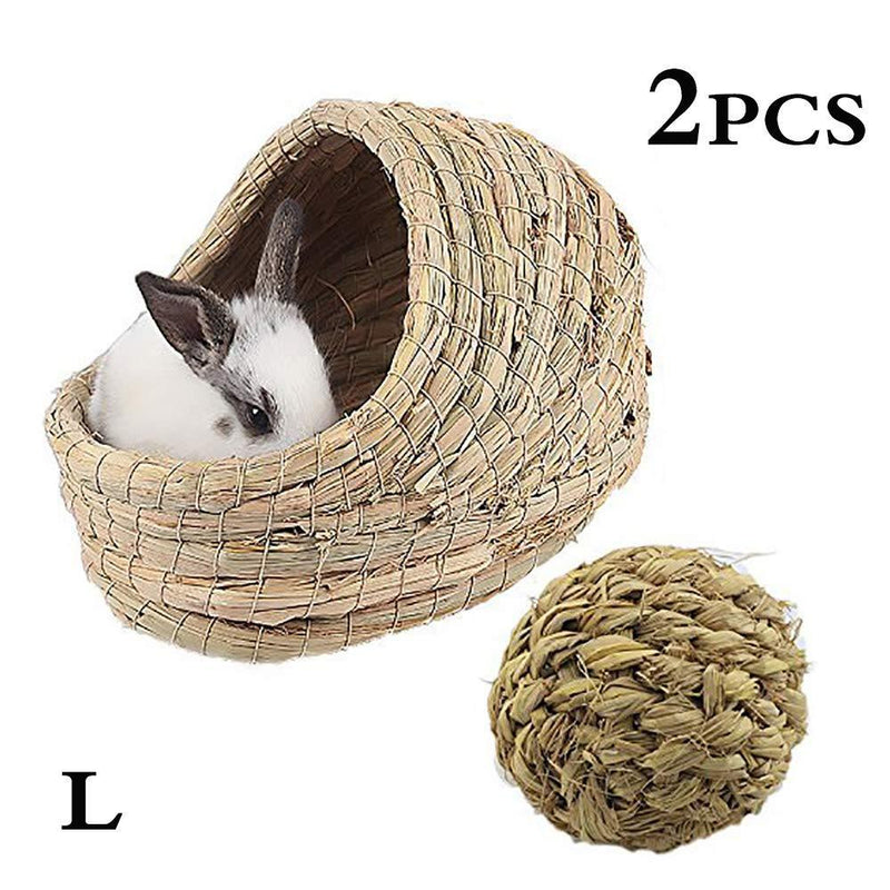 [Australia] - kathson Woven Pet hay Bed for Hamsters, Guinea-Pigs, Rabbits and Cats (1ball+Bed) 