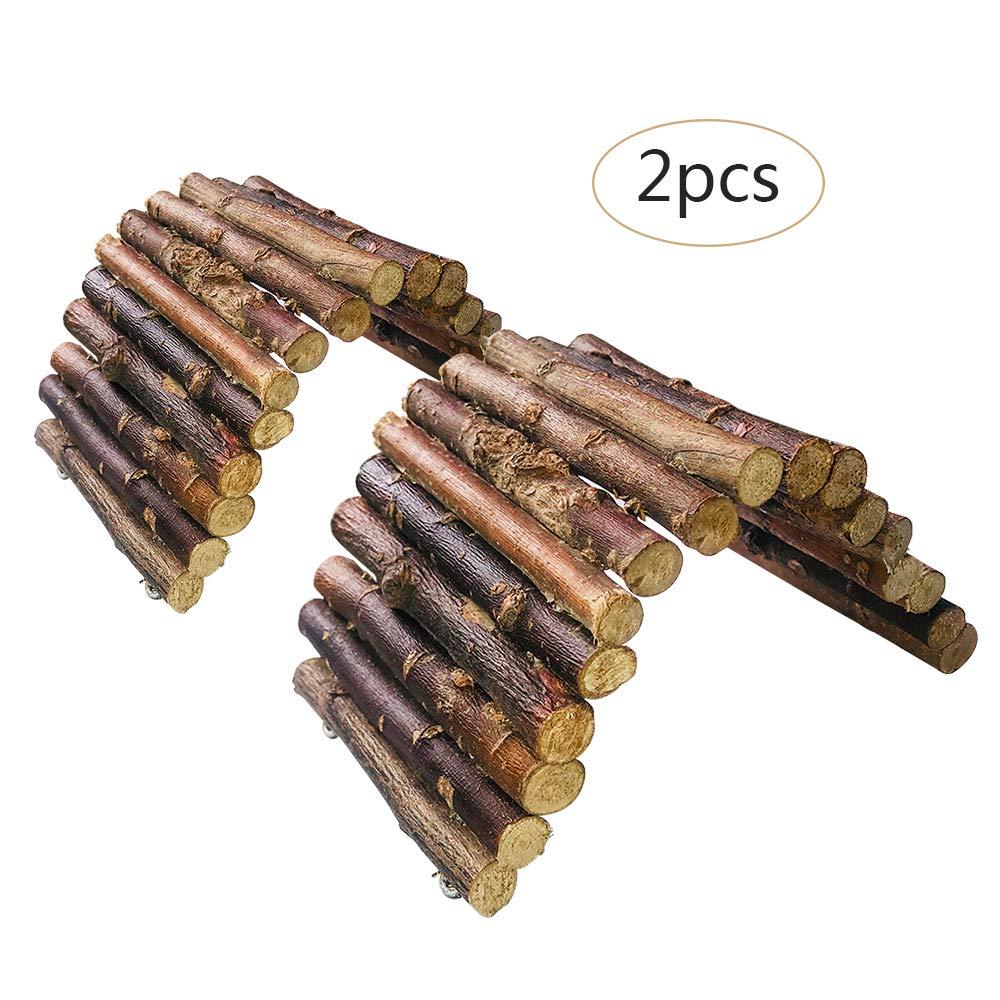 [Australia] - Hamster Bridge Rat Ladder Wooden Bridge Toy for Small Animals Cage Wood Ladder Natural Hideout for Guinea Pig Chinchilla Ferret Reptile (Pack of 2) (2ladder) 