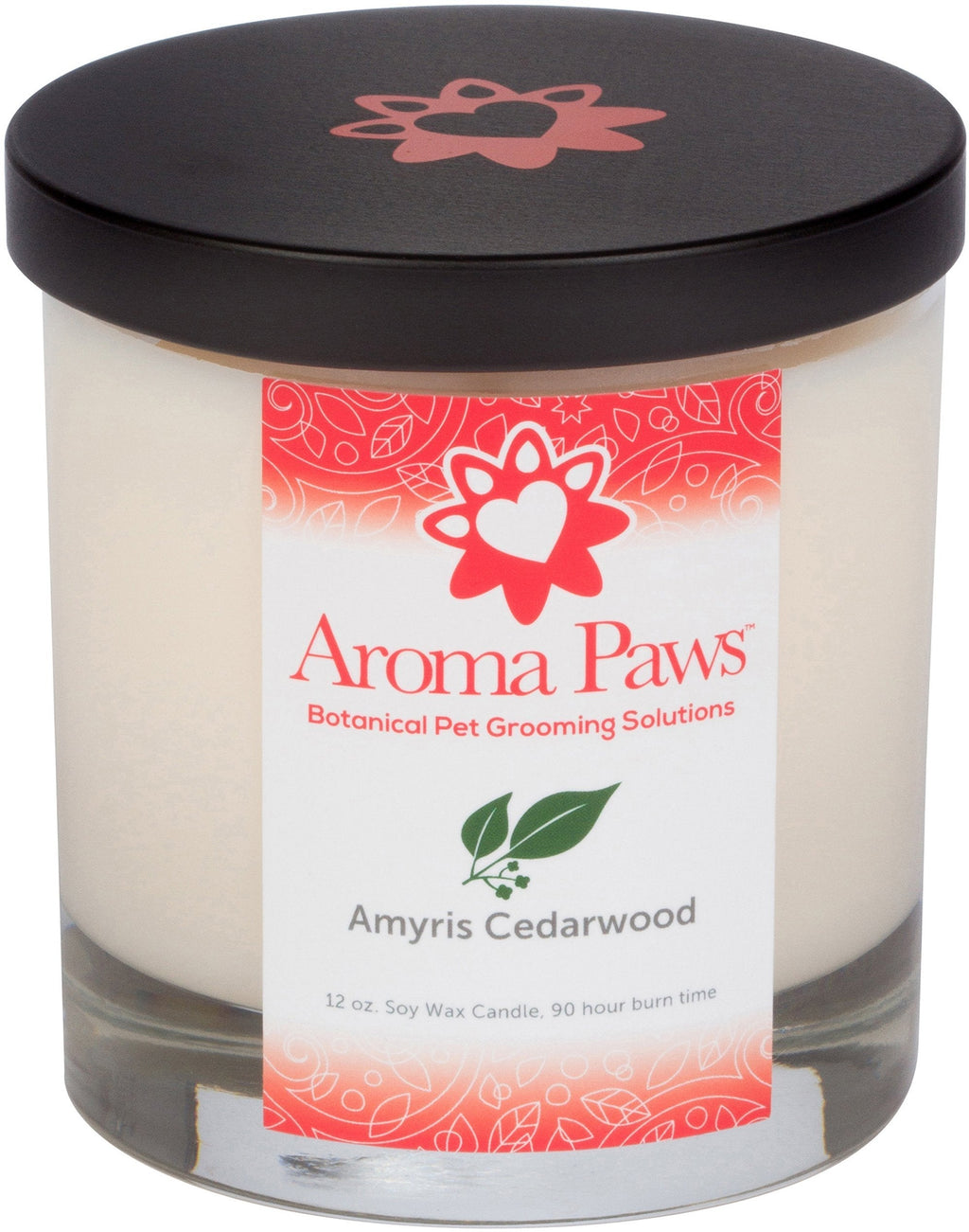 [Australia] - Aroma Paws Aromatic Dog Candle – for Canine, Pet Odors – Cotton Wick, Handcrafted – Soy Wax – Reusable, Recyclable Jar – 90 Min. Burn Time – 12 Oz. Amyris & Cedarwood 