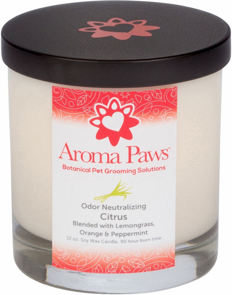 [Australia] - Aroma Paws Odor Neutralizing Dog Candle – for Canine, Pet Odors – Cotton Wick, Handcrafted – Soy Wax – Neutralizes Pet, Smoke, Household Odors – Fresh, Clean Natural Botanicals, Oils – 12 Oz. Citrus 