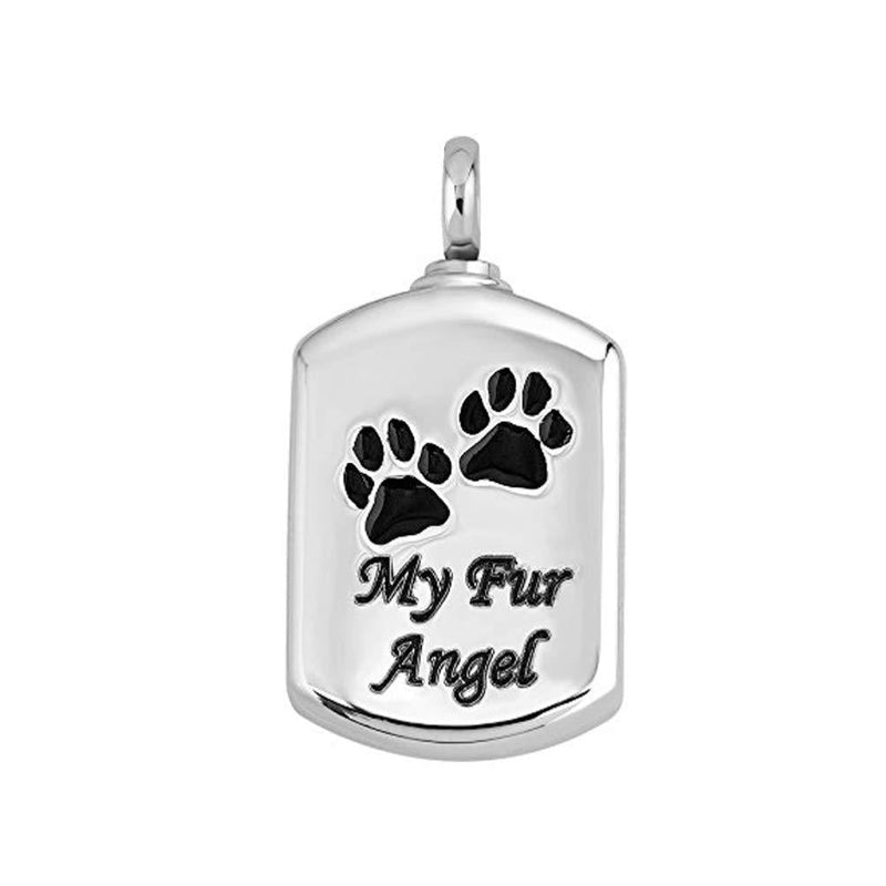UEETEK My Fur Angel Pet Paw Prints Urn Necklace Pendant Memorial Ashes Keepsake Cremation for Pets Dogs Cats(Silver) - PawsPlanet Australia