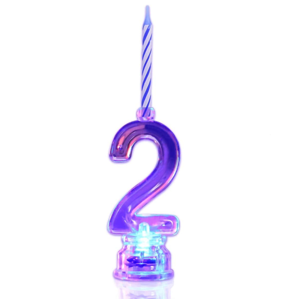 Novelty Place Multicolor Flashing Number Candle Set, Color Changing LED Birthday Cake Topper with 4 Wax Candles (Number 2) - PawsPlanet Australia