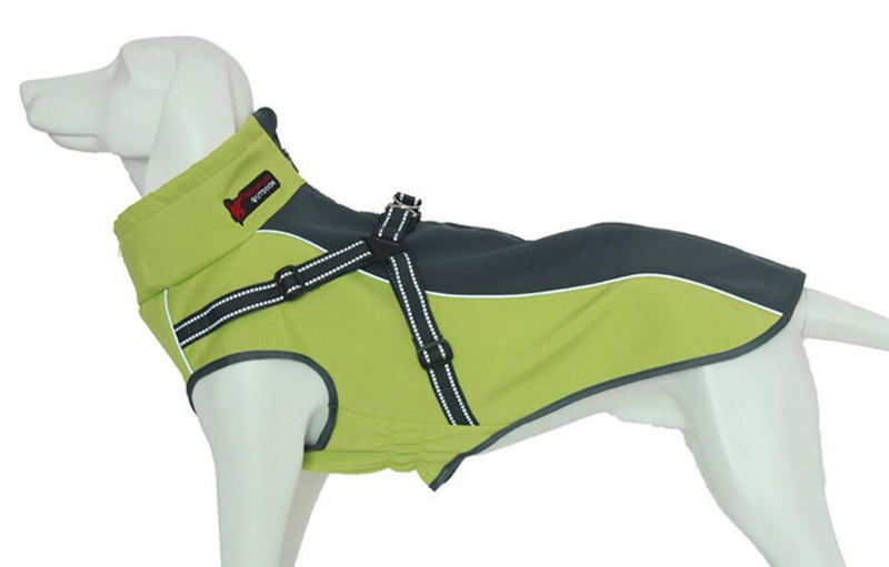 [Australia] - Xanday Dog Jacket with Harness, Windproof Dog Vest with Reflective Strips for Medium Large Dogs, Warm and Cozy Dog Sport Vest, Dog Winter Coat, Warm Dog Apparel with High Neckline Collar M Fluorescent Green 