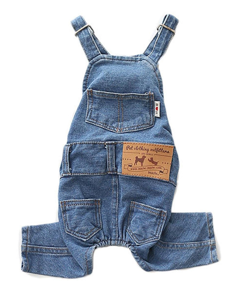 [Australia] - PetBoBo Dog Clothes Costumes, Pet Jean Overalls Clothes Pet Fashion Pants 5 Sizes Optional XL Neck:34-52cm chest:50cm Length:35cm 