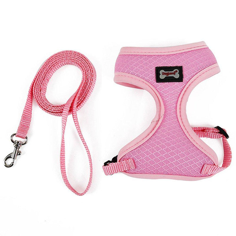[Australia] - NACOCO Mesh Cat Harness with Leash Pet Harness Set Kitten Walking Vest for Small Cat and Puppy Pink 