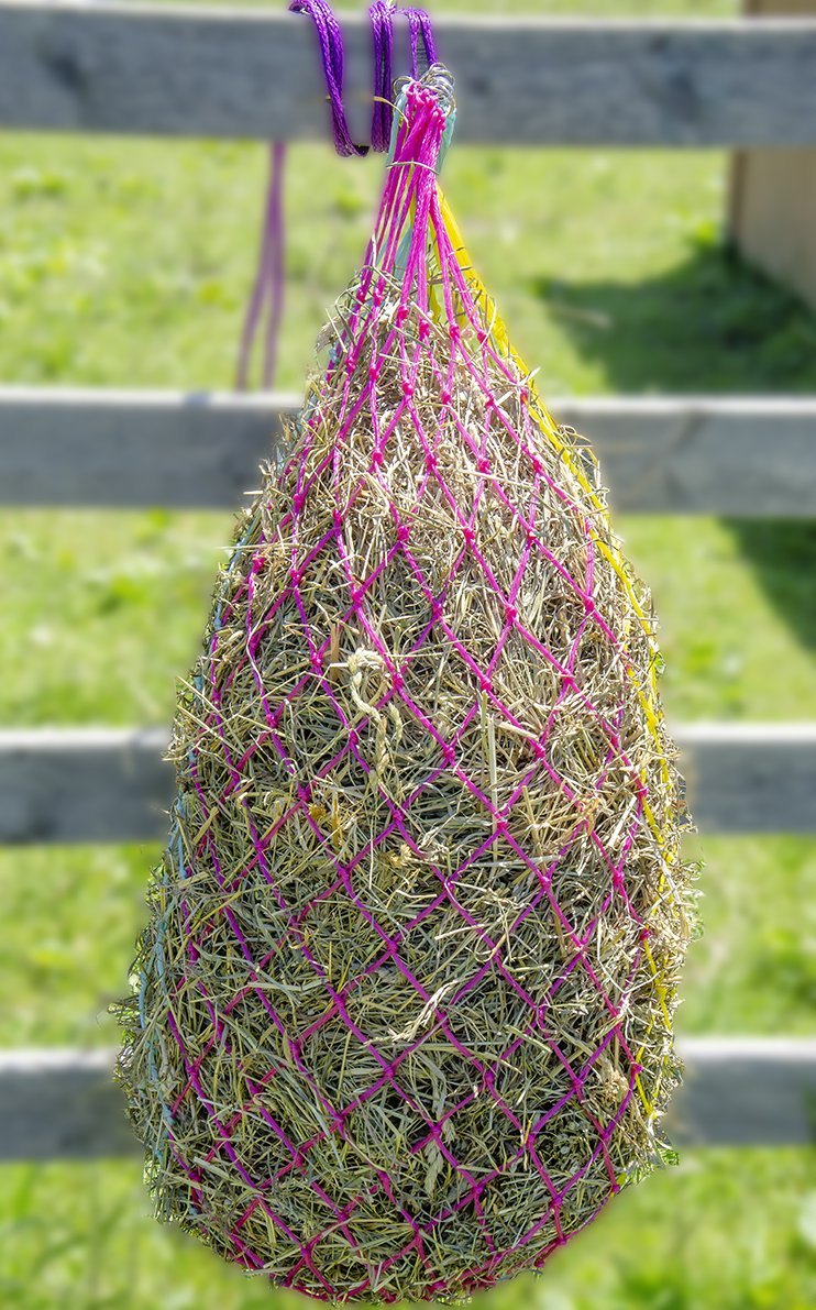 [Australia] - Derby Cotton Candy Slow Feed Hay Net With Tough Reinforcement Rings 42" Longer Lasting And Wastes Less 