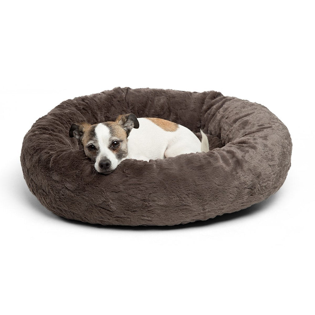 [Australia] - Best Friends by Sheri Luxury Faux Fur Donut Cuddler (23x23), Mink - Small Round Donut Cat and Dog Cushion Bed, Orthopedic Relief 