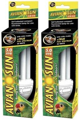 (2 Pack) Zoo Med AS‑C5 Avian Sun 5.0 Compact Florescent Bulb, 26-Watt - PawsPlanet Australia