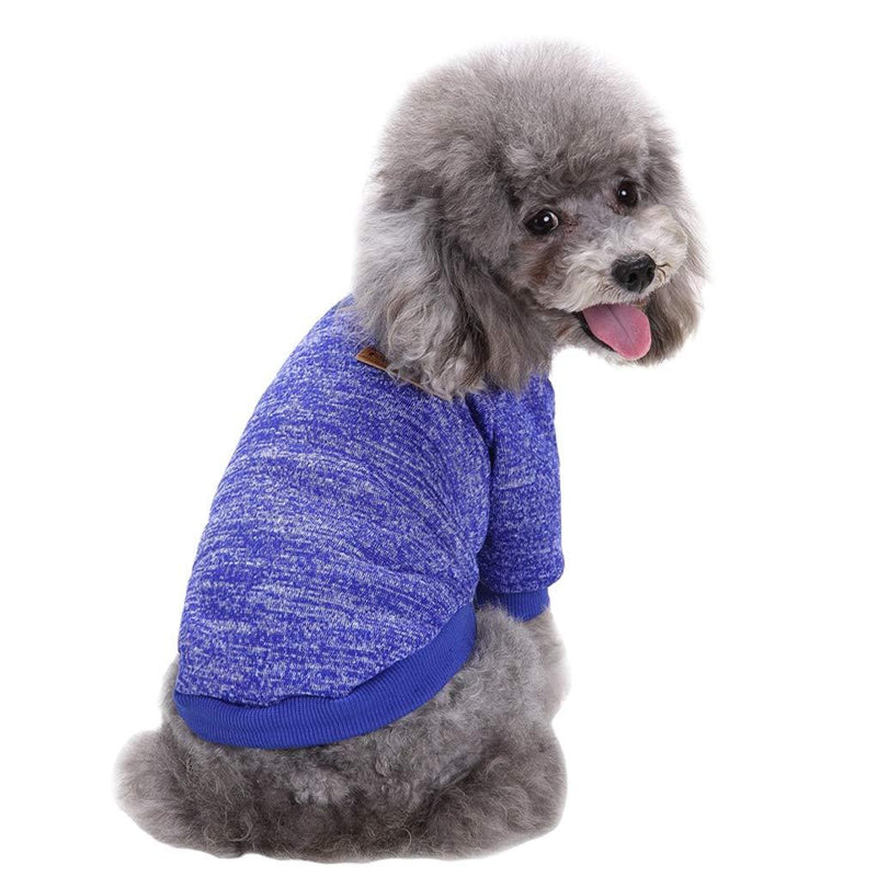 Jecikelon Pet Dog Clothes Knitwear Dog Sweater Soft Thickening Warm Pup Dogs Shirt Winter Puppy Sweater for Dogs (Dark Blue, XXS) XX-Small Dark blue - PawsPlanet Australia