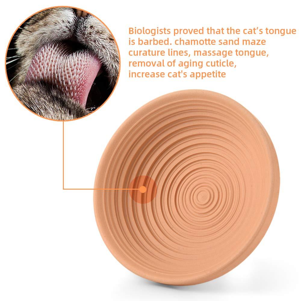 [Australia] - Ceramic Cat Food Bowls - Unique Circular Maze Lines Help Cats Scrub Tongue and Birds Polish Beak, Pottery Pet Feed/Feeder/Feeding Dish/Plate for Persian/Ragdoll/Parrot/Cockatiel/Parakeet (Set of 1) 