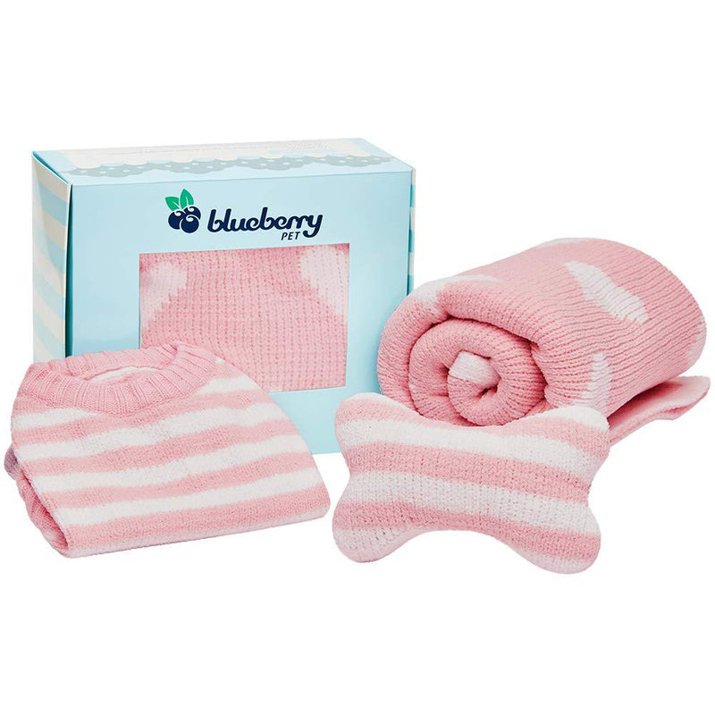 [Australia] - Blueberry Pet Heavy Duty Pet Bed or Bed Cover, Removable & Washable Cover w/YKK Zippers, Shop a Whole Bed with Cover for Change Gift Box - 10" Sweater + Blanket + Pillow Gift Box - Baby Pink 