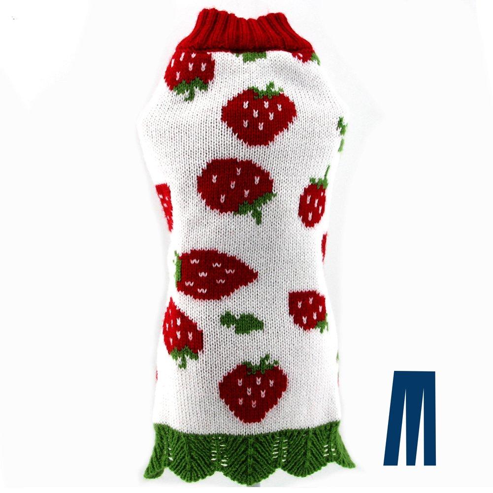 [Australia] - Mikayoo Dog Christmas Sweater, Pet Xmas Sweater, Cat Holiday Sweater, Multiple Design Cold Weather Coat, Holiday Festive Sweater for Dogs or Cats Strawberries M 