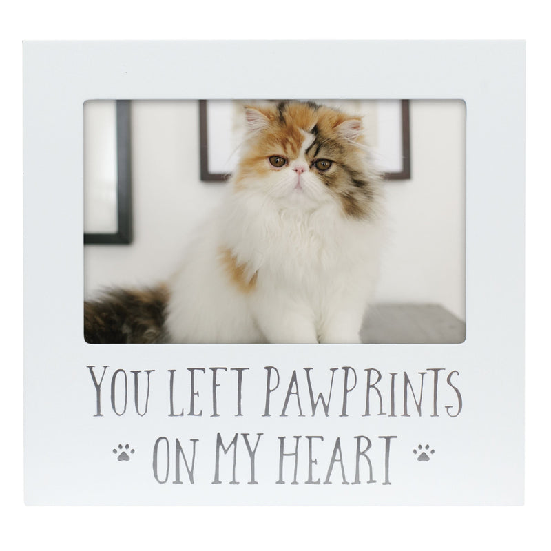 [Australia] - Pearhead Pet Memorial Sentiment Frame, Pet Memory Picture Frame, Dog or Cat Tribute Keepsake You Left Pawprints On My Heart, White 