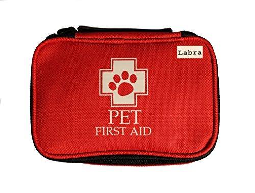 Labra Pet Canine K9 Dog First Aid Kit for Emergencies Safety When Walking Running Hiking Camping Injuries Cuts Wounds Scrapes Red Standard - PawsPlanet Australia