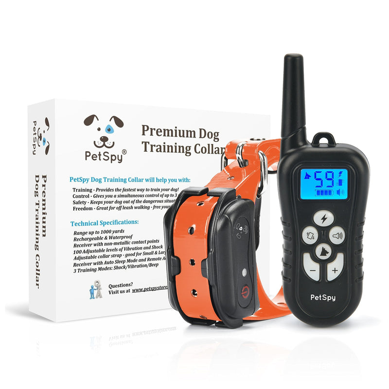 [Australia] - PetSpy Remote Dog Training Shock Collar for Dogs with Beep, Vibration and Electric Shocking, Rechargeable and Waterproof E-Collar Trainer 