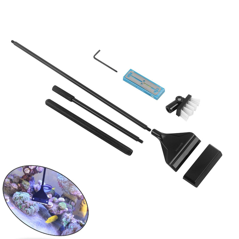 QANVEE Aluminum Magnesium Alloy Aquarium Scraper Cleaner Brush with 10 Stainless Steel Blades for Fish Reef Plant Glass Tank 26-Inch - PawsPlanet Australia