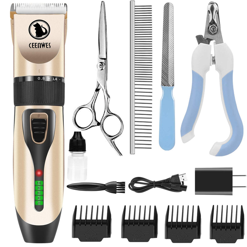 Dog Clippers Cordless Dog Grooming Kit Professional Horse Clippers Detachable Blade with 4 Comb Guides，Low Noise Pet Clippers Rechargeable Pet Grooming Tools for Small & Large Dogs Cats Horse Pets - PawsPlanet Australia