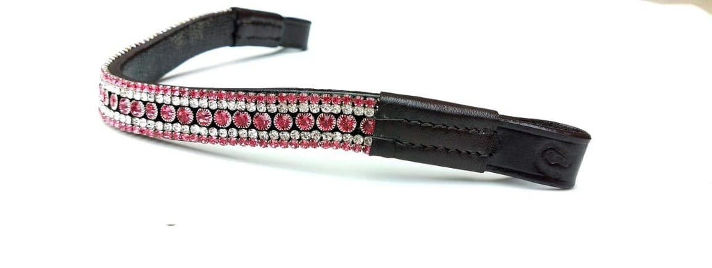 Equipride 5 Row Bling Curve Shape Crystal Browband Pink (Cob, Black Leather) Cob - PawsPlanet Australia