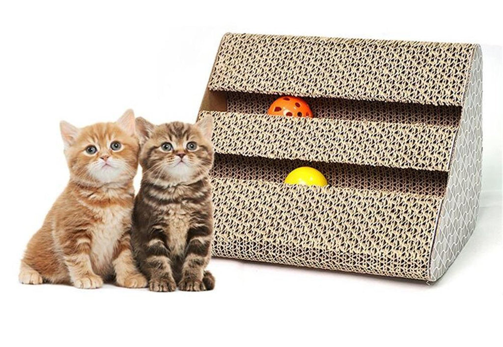 [Australia] - Old Tjikko Cat Scratch Pad,Scratcher with Catnip,Scratching Posts,Cat Toy Scratch Board Lounge with Bell-Ball 11'' x 9.4'' x 7'' 