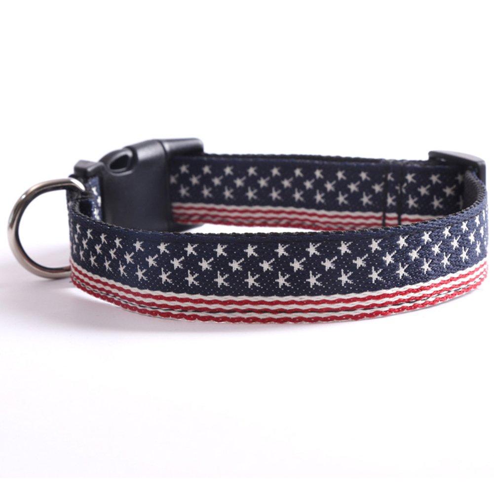 [Australia] - NACOCO American Flag Dog Collar with Stars and Striped for Dog M(collar length 19.7") 