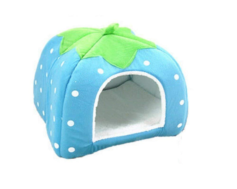 S-Lifeeling Autumn Winter Hot Style Cute Pet Strawberry Ger Warm Dog Kennelcat Houseindoor Water Resistant Beds s blue - PawsPlanet Australia