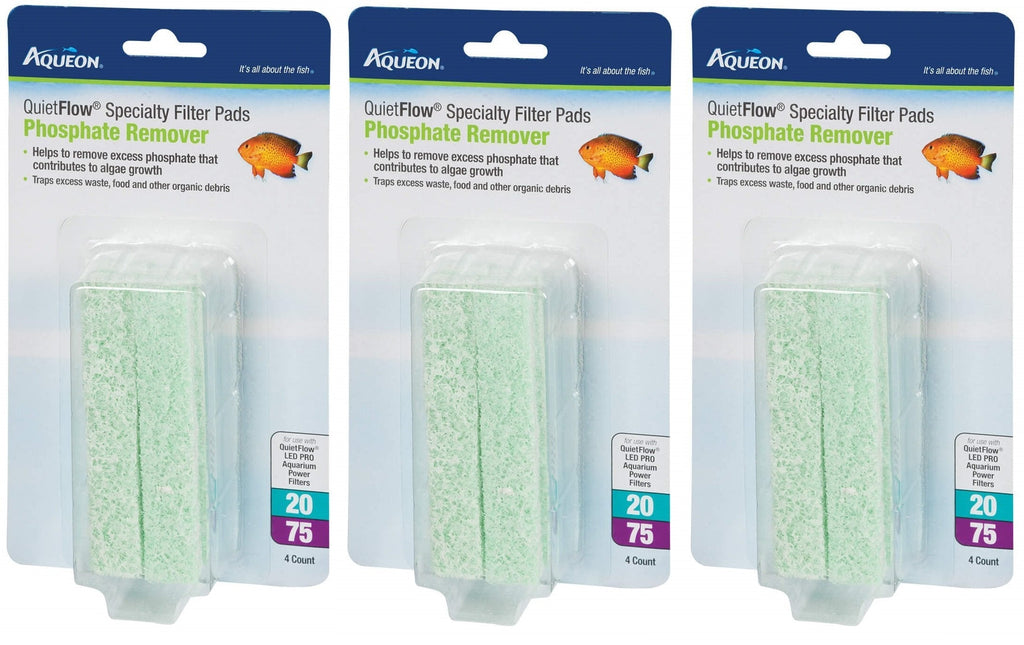 [Australia] - Aqueon QuietFlow Phosphate Remover Specialty Filter Pads, Size 20/75, 4 Pads Per Pack 12 Count 