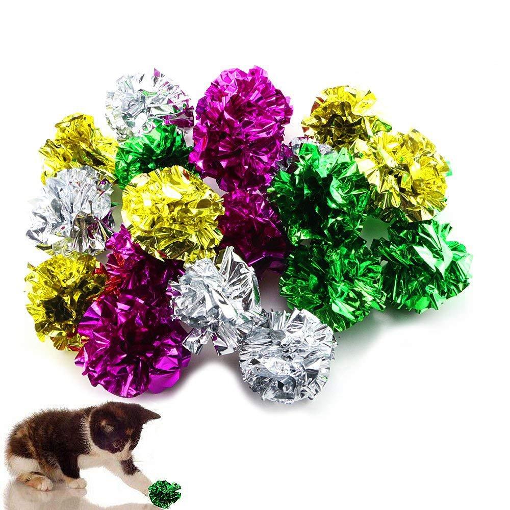 [Australia] - TKOnline 20 Pack Mylar Crinkle Balls Cat Toys Interactive Shiny Metallic Colors, Mixed Color Cat Toys,Cat Toy Pack,Cat,Cat Pack,Cat Balls,Cat Toys Interactive,Cat Toys Balls,Crinkle,Crinkle Balls 