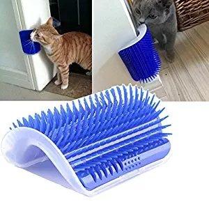 [Australia] - Homiego Cat Self Groomer with Catnip, Cat Corner Massage Brush Grooming Comb Toy Tool for Cats with Long & Short Fur (Blue) 